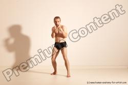 Underwear Martial art Man White Moving poses Slim Short Blond Dynamic poses Academic